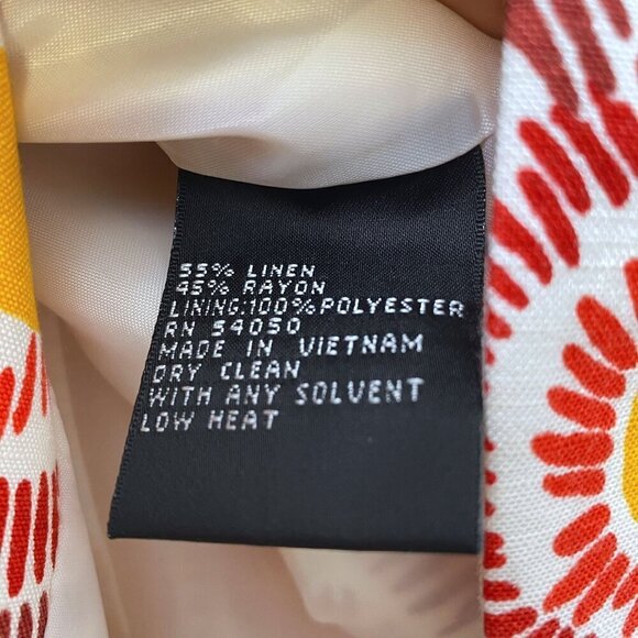 KASPER Linen Blend Blazer Size 12 Starburst Print 3/4 Sleeve Womens Jacket - Picture 7 of 7